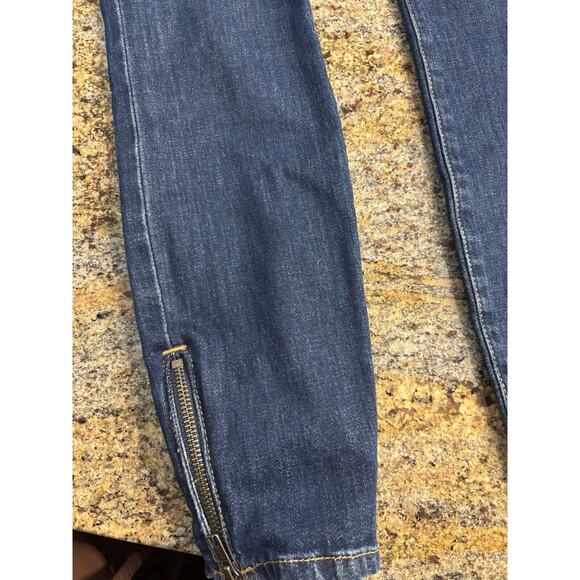 *Gorgeous* ALICE AND OLIVIA Wide Flare Leg Fitted Denim Zip Jumpsuit Size 25 - Picture 7 of 15